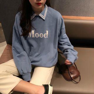 Peter Pan Collar Letter Print Loose Pullover