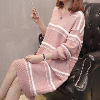 Long-sleeve Striped Sweater Dress