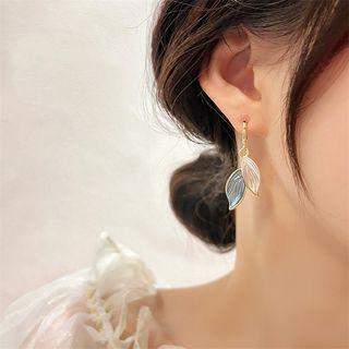 Leaf Alloy Dangle Earring 1 Pair - White & Blue - One Size
