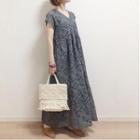 Short-sleeve Eyelet Lace Maxi A-line Dress Dark Gray - One Size