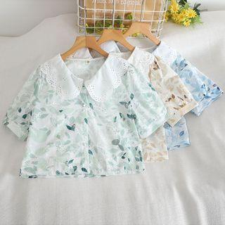 Peter Pan Collar Floral Print Top