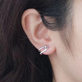 Letter U Ear Stud 1 Pair - Silver - One Size
