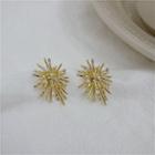 Rhinestone Alloy Earring 1 Pair - S925 Silver Stud - Gold - One Size