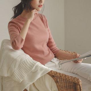 3/4-sleeve Slim-fit Knit Top