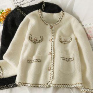 Glitter-trim Loose Jacket