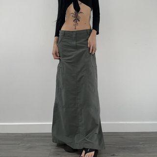 Low Waist Midi A-line Skirt