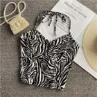 Zebra Pattern Halter Camisole Top