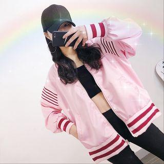 Striped Panel Zip-up Jacket