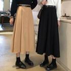Belted Buttoned A-line Midi Skirt