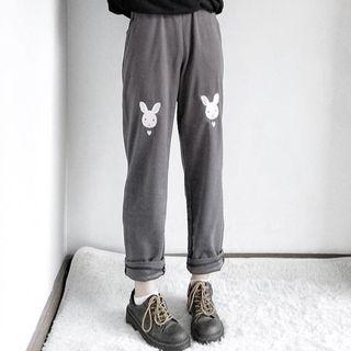 Rabbit Embroidered Wide-leg Pants