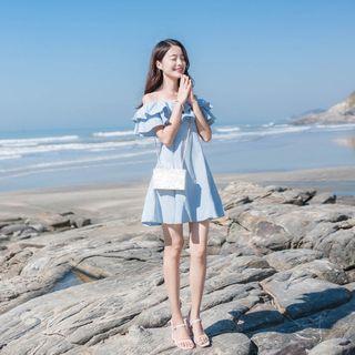 Off-shoulder Ruffle Short-sleeve Dress