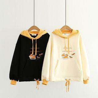 Drawstring-cuff Dog Print Hoodie