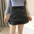 Double-breasted A-line Layered Skort