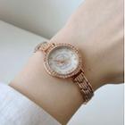Rhinestone Alloy Strap Watch A201 - Rose Gold - One Size