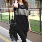 Short-sleeve Glittered-detail T-shirt