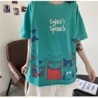Short Sleeve Cat Printed T-shirt