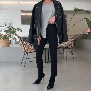 Belted Faux-leather Rider Jacket Black - One Size