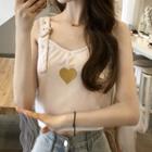 Heart Buckle Embroidered Cropped Camisole Top
