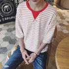 Striped Elbow Sleeve T-shirt
