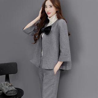 Set: Bow Accent Jacket + Cropped Harem Pants