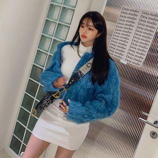 Wool Blend Furry Cropped Jacket