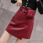 Mini A-line Faux Leather Skirt