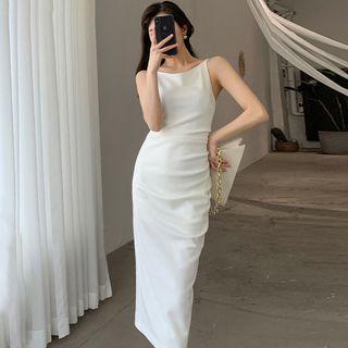 Sleeveless Plain Pencil Dress