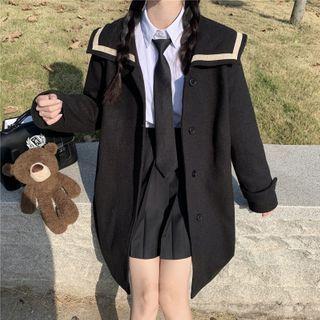 Sailor Collar Button Coat / Long-sleeve Shirt / Tie / Mini A-line Skirt / Set