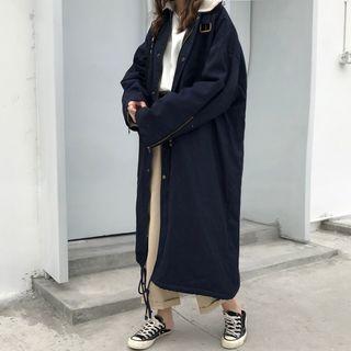 Faux Shearling Collar Zip Coat