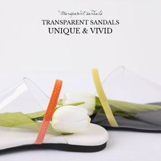 Banded Lucite Slide Sandals