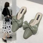 Bow-accent Block-heel Pointed Mules
