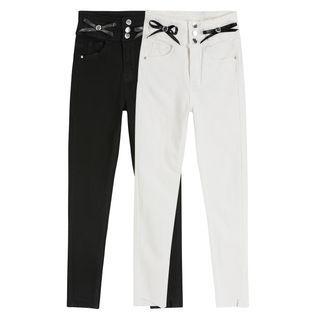 Ribbon High-waist Skinny Jeans