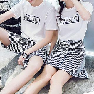 Couple Matching Printed Short-sleeve T-shirt / Shorts / A-line Skirt