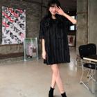 Short-sleeve Fringed Mini Dress