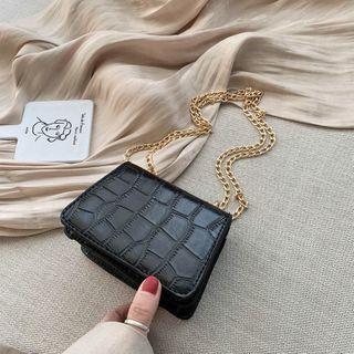 Faux Leather Mini Chained Crossbody Bag