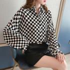 Plaid Shirt Checkerboard - Black & White - One Size