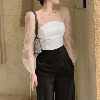 Long-sleeve Sheer Top / Pants