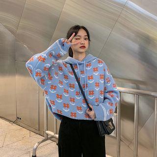 All Over Flower Knit Hoodie