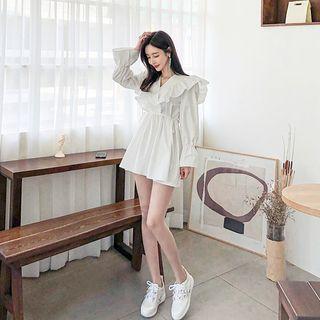 Ruffle-trim Tie-waist Minidress