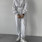 Set: Letter Cropped Hoodie + Jogger Pants