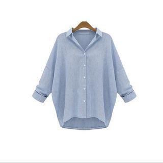 Long-sleeve Plain Striped Shirt