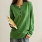 Half-placket Loose-fit Sweater