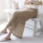 Pointelle Knit Maxi Pencil Skirt