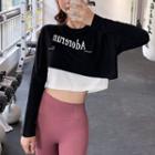 Mock Two-piece Lettering Sports Top