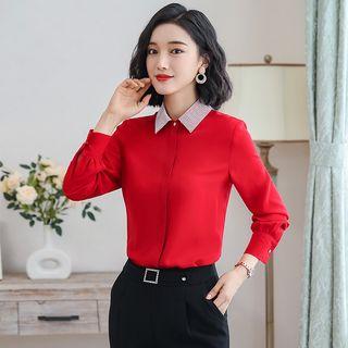 Perforated Collar Shirt / Buckled Dress Pants / Set