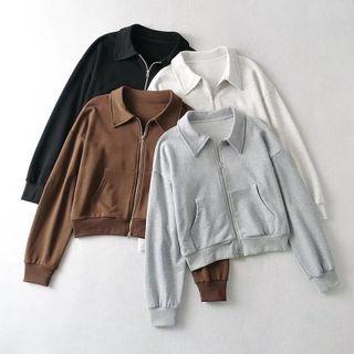 Long Sleeve Collared Zip-up Jacket