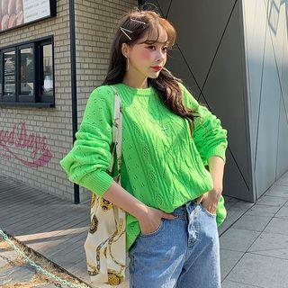 Oversized Pointelle-knit Top
