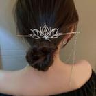 Rhinestone Chain Floral Hair Stick Silver - One Size