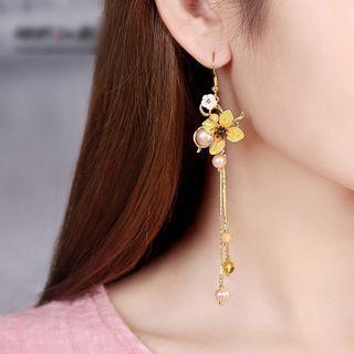 Retro Faux Pearl Shell Flower Dangle Earring