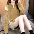 Cable Knit Notched Sweater